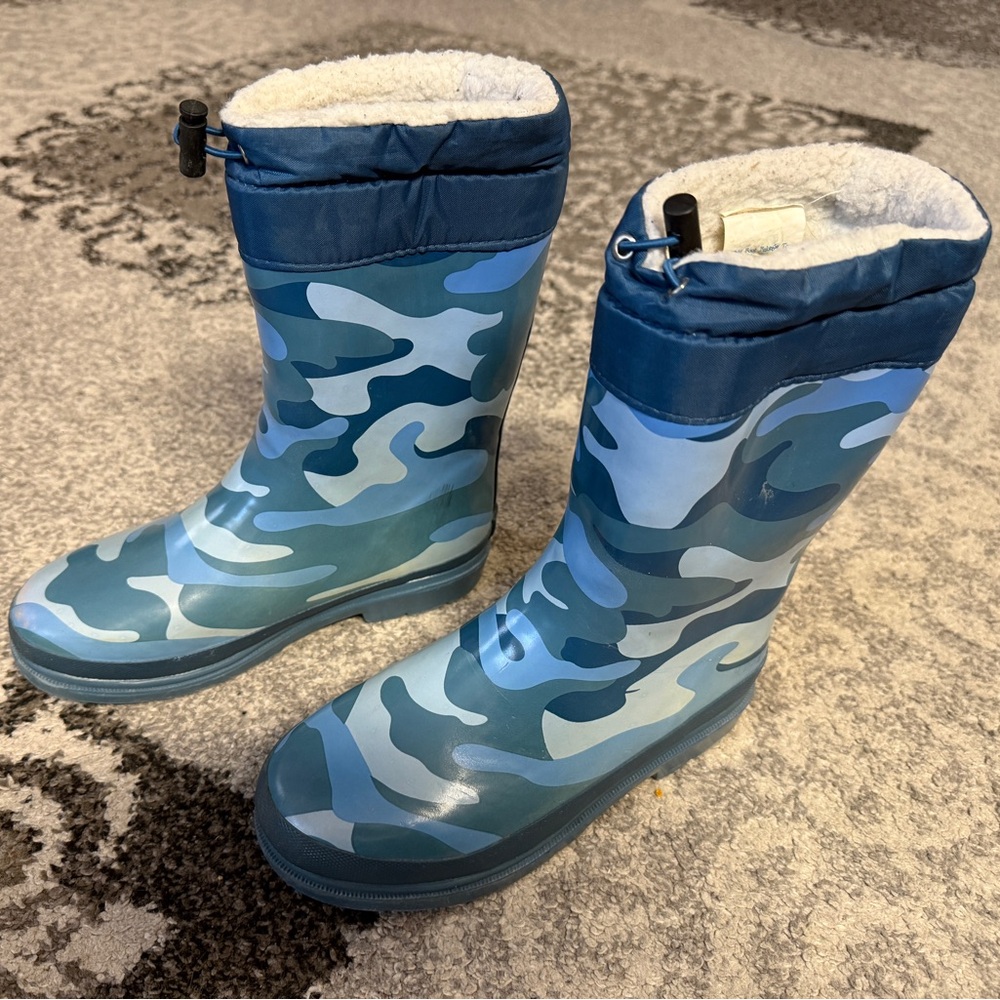 Lily & Dan Kids Camouflage Rain Boots Blue Size 2/3